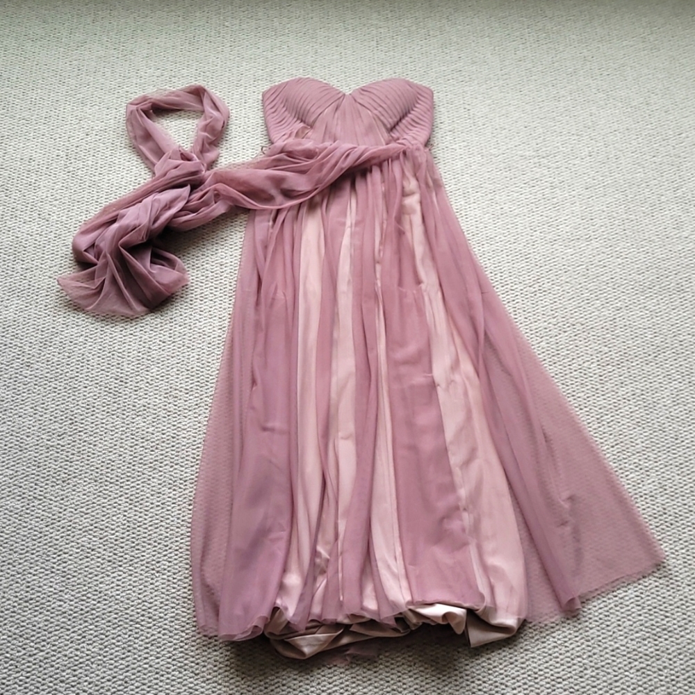 Birds Grey blush formal gown